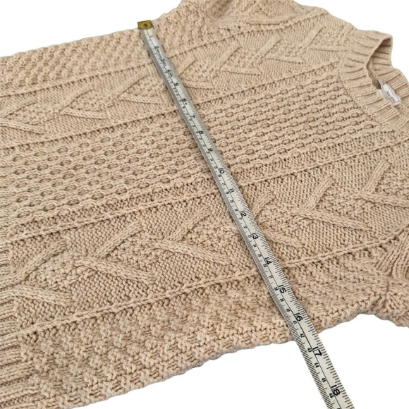 GAP Women's Cable Knit Sweater Small Beige Cotton Wool Fisherman Neutral Minimal - Picture 8 of 8